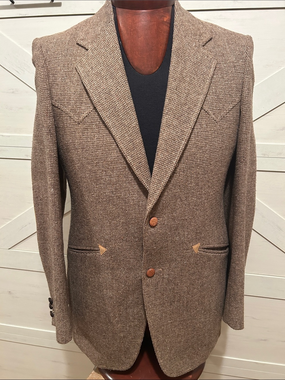 Panhandle Slim Brown Tweed Blazer with Arrow Pocket Accents
